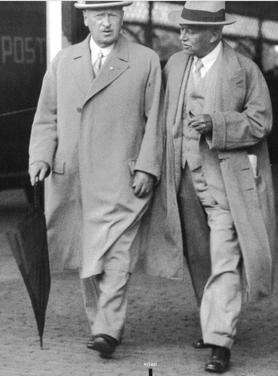 1936: Wilheim Rudeloff, Chairman of Shell in Germany and right, Sir Henri Deterding, founder of Royal Dutch Shell Group